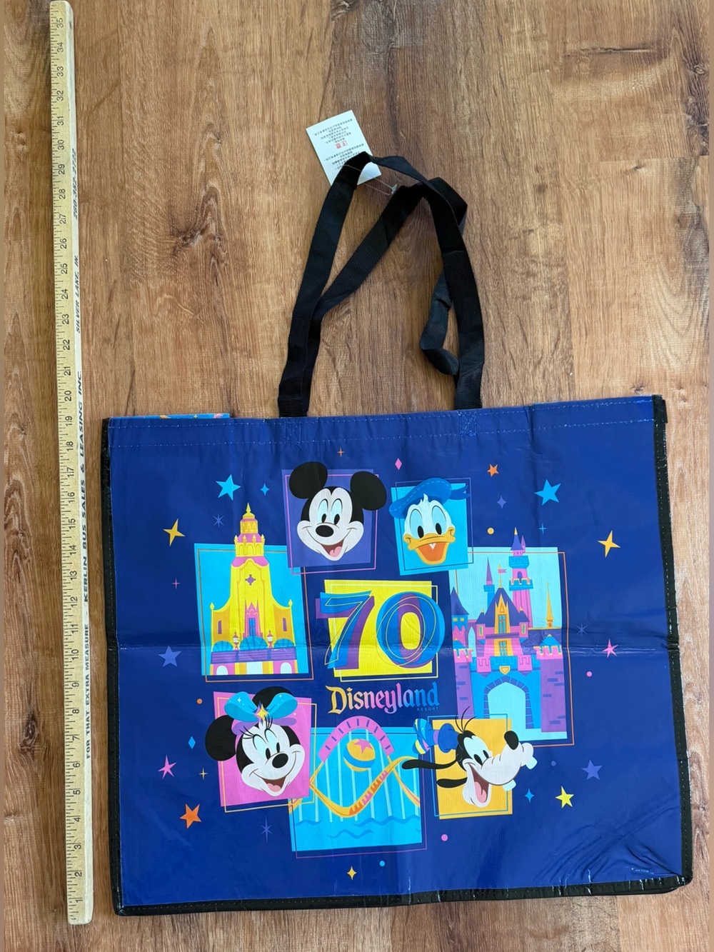 NWT Disneyland 70th Anniversary Reusable Tote Bag - Navy with Mickey & Friends